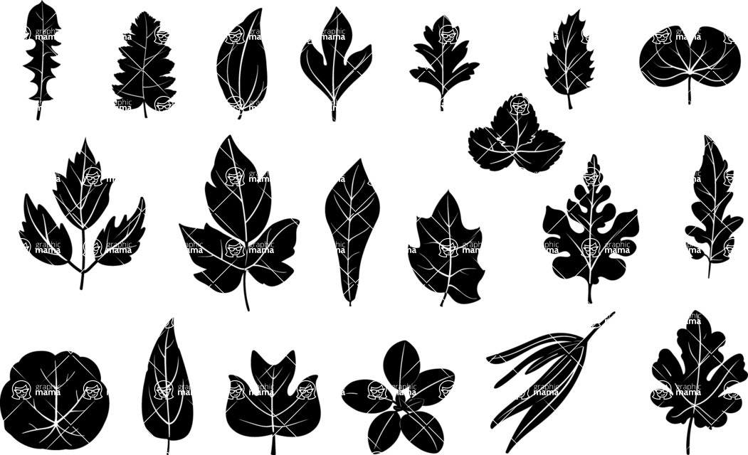 Vector silhouettes - Transparent Silhouettes of Leaves Vector Set